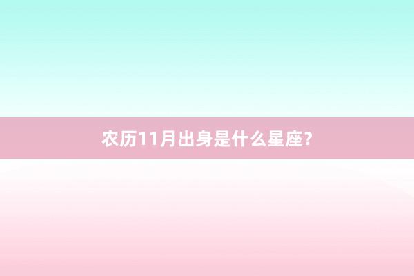 农历11月出身是什么星座？